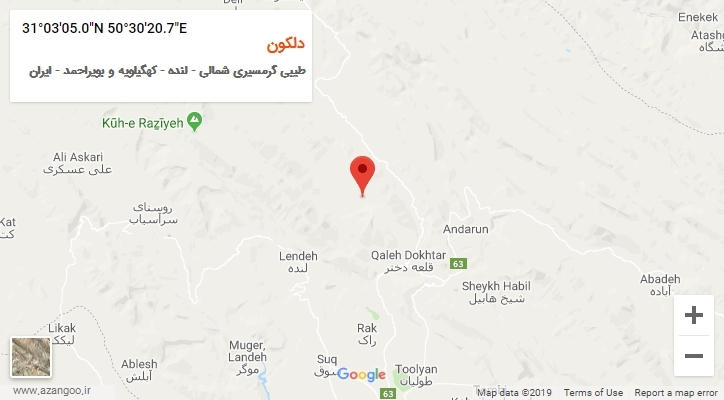روستای دلکون بر روی نقشه