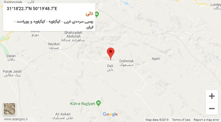 روستای دلی بر روی نقشه