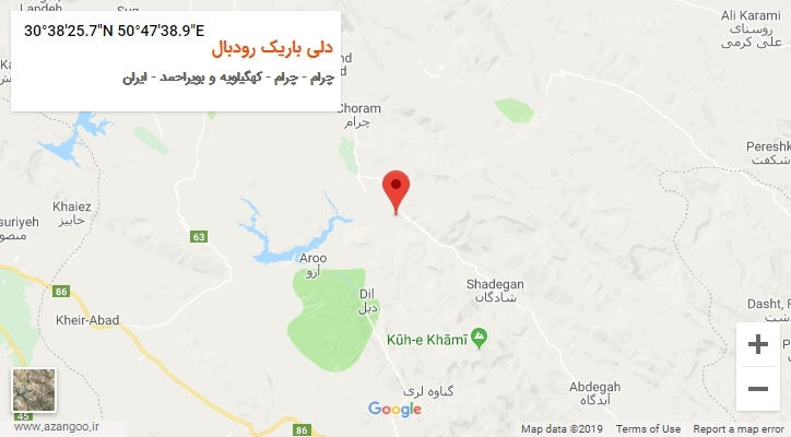 روستای دلی باریک رودبال بر روی نقشه