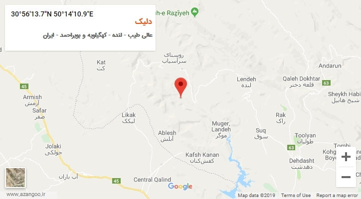 روستای دلیک بر روی نقشه