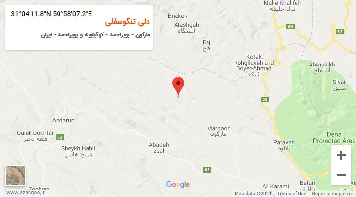 روستای دلی تنگوسفلی بر روی نقشه