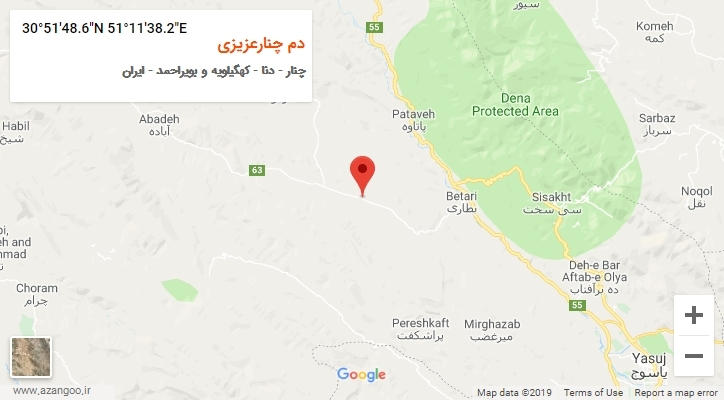 روستای دم چنارعزیزی بر روی نقشه