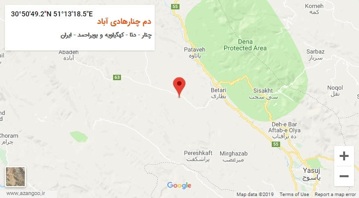 روستای دم چنارهادی آباد بر روی نقشه