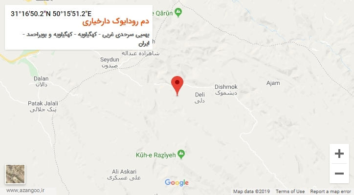 روستای دم رودایوک دارخیاری بر روی نقشه