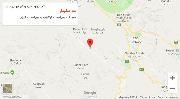 روستای دم سفیدار بر روی نقشه
