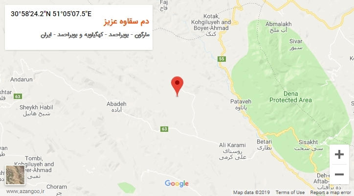 روستای دم سقاوه عزیز بر روی نقشه
