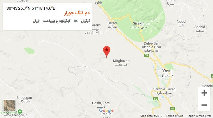 روستای دم تنگ جوزار بر روی نقشه