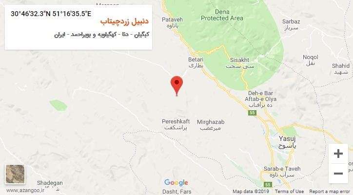 روستای دنبیل زردچیتاب بر روی نقشه