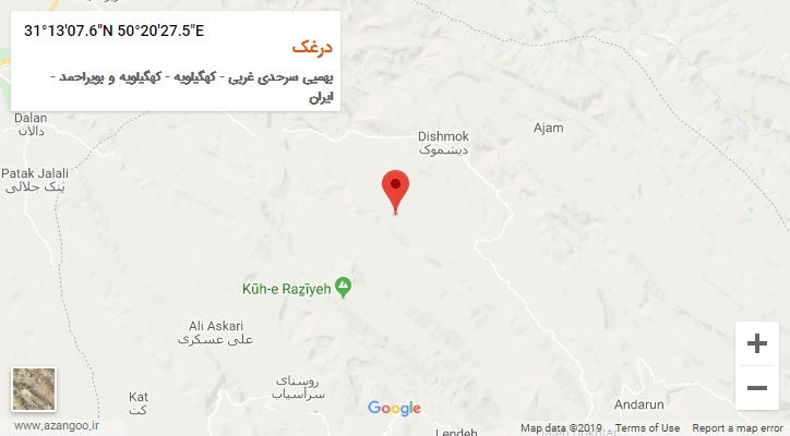 روستای درغک بر روی نقشه