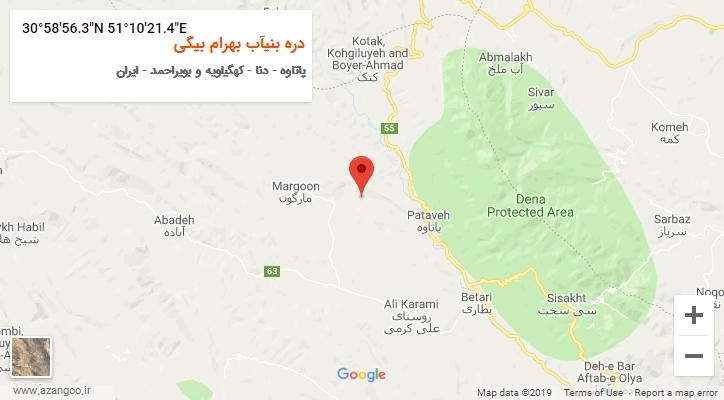 روستای دره بنیآب بهرام بیگی بر روی نقشه