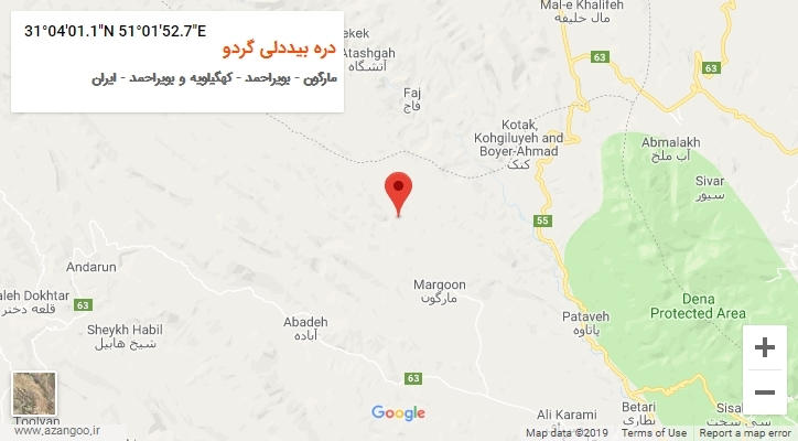 روستای دره بیددلی گردو بر روی نقشه