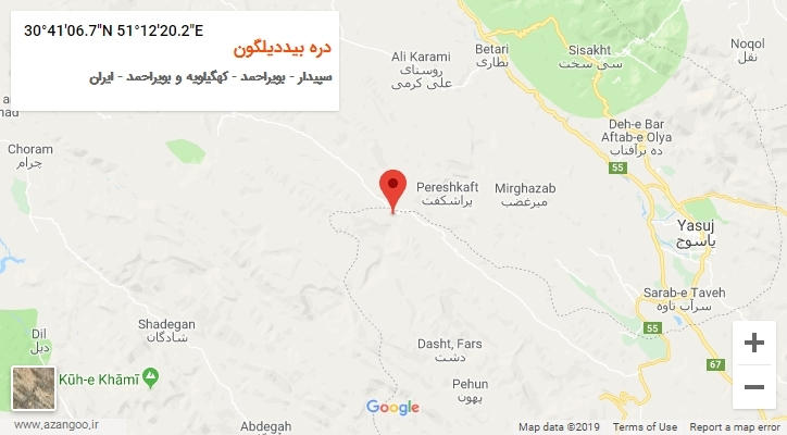 روستای دره بیددیلگون بر روی نقشه