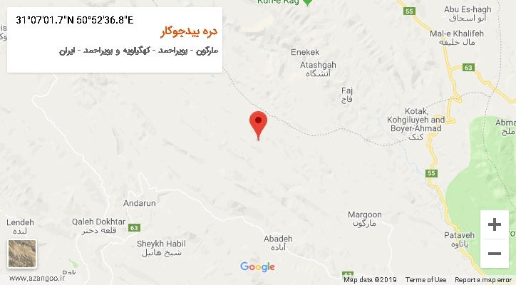 روستای دره بیدجوکار بر روی نقشه