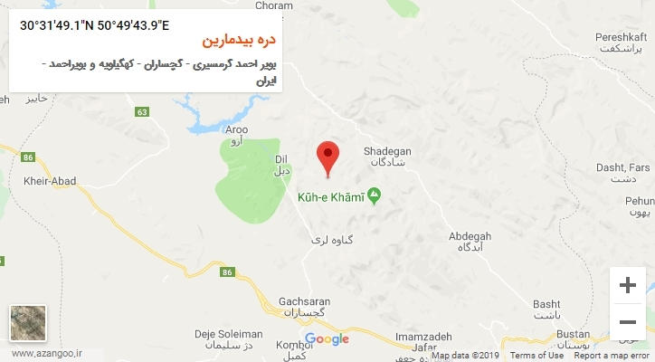روستای دره بیدمارین بر روی نقشه