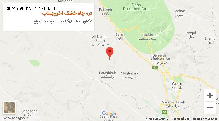 روستای دره چاه خشک اخورچیتاب بر روی نقشه