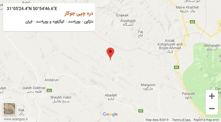 روستای دره چپی جوکار بر روی نقشه