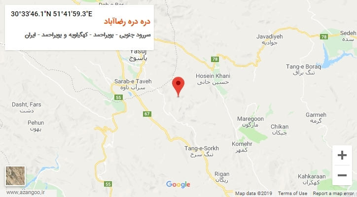 روستای دره دره رضاآباد بر روی نقشه