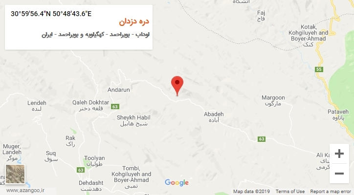 روستای دره دزدان بر روی نقشه