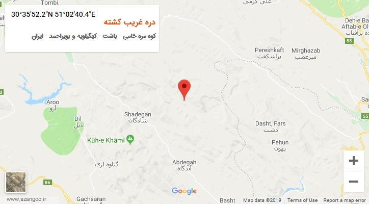 روستای دره غریب کشته بر روی نقشه