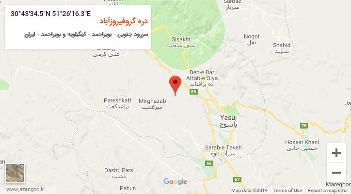 روستای دره گروفیروزآباد بر روی نقشه