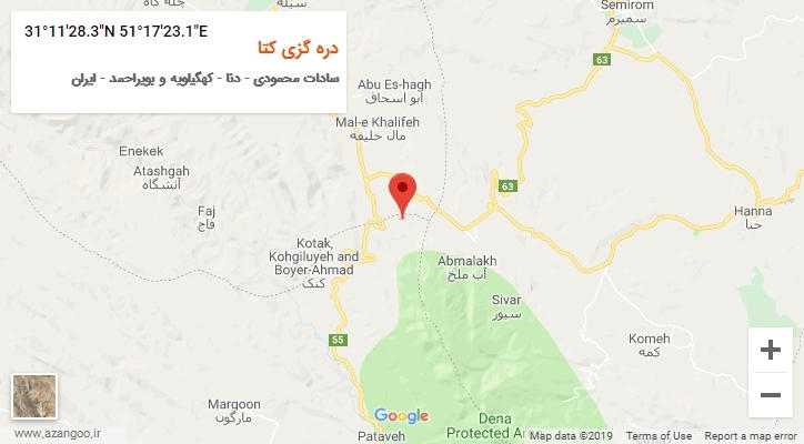 روستای دره گزی کتا بر روی نقشه