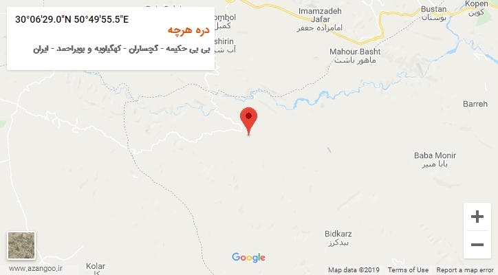 روستای دره هرچه بر روی نقشه