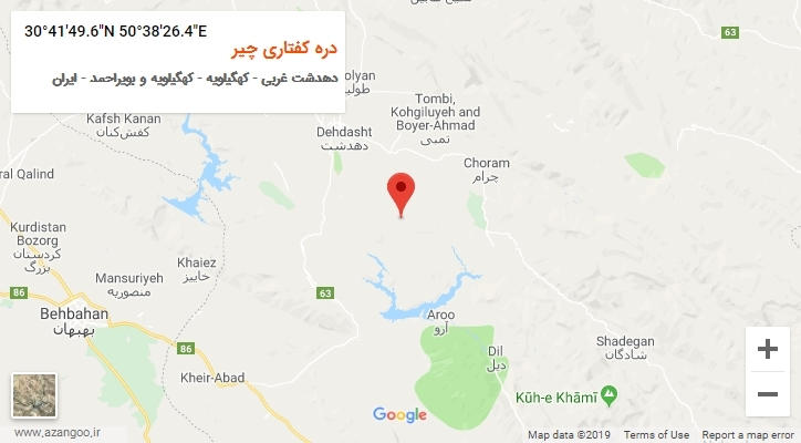 روستای دره کفتاری چیر بر روی نقشه