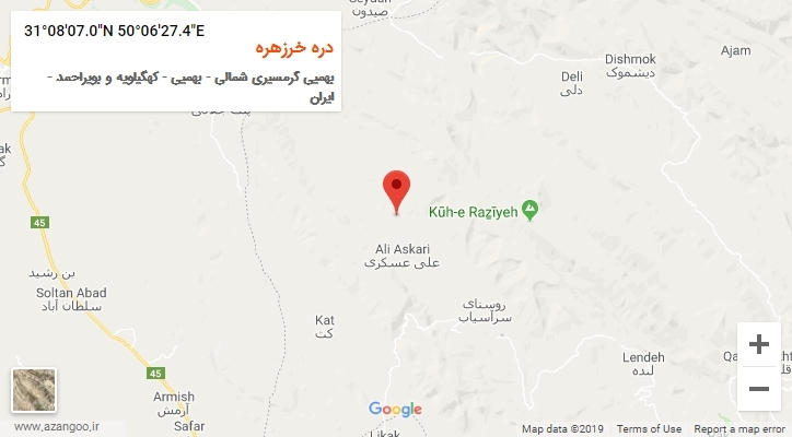 روستای دره خرزهره بر روی نقشه