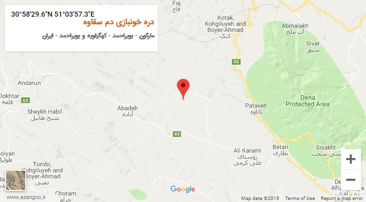 روستای دره خونبازی دم سقاوه بر روی نقشه