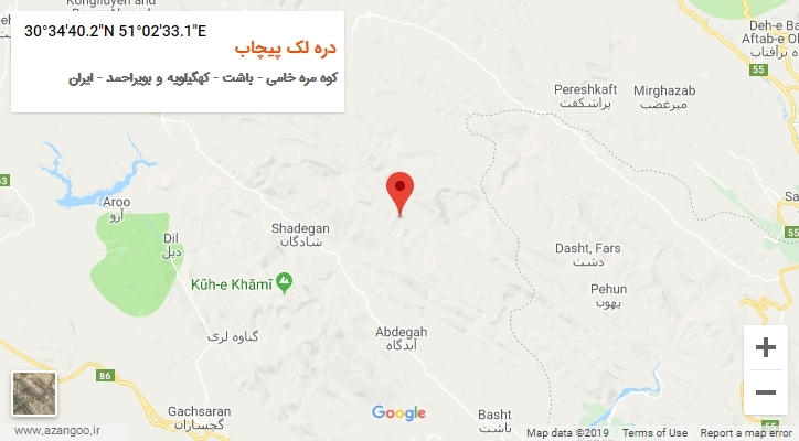 روستای دره لک پیچاب بر روی نقشه