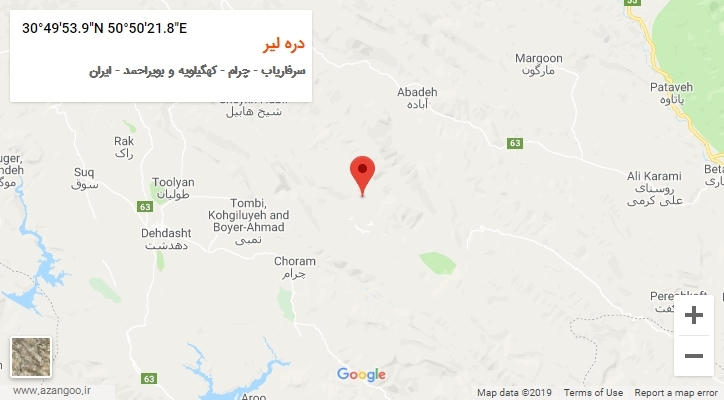 روستای دره لیر بر روی نقشه