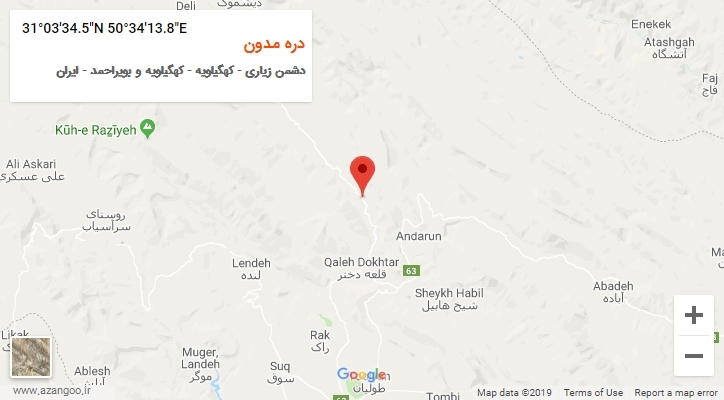 روستای دره مدون بر روی نقشه