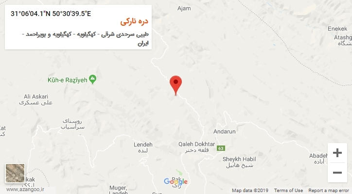 روستای دره نارکی بر روی نقشه