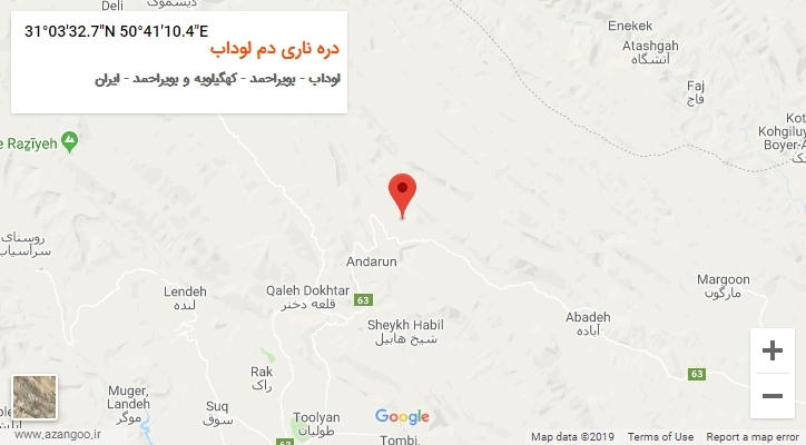 روستای دره ناری دم لوداب بر روی نقشه
