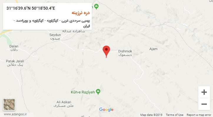 روستای دره نرزینه بر روی نقشه