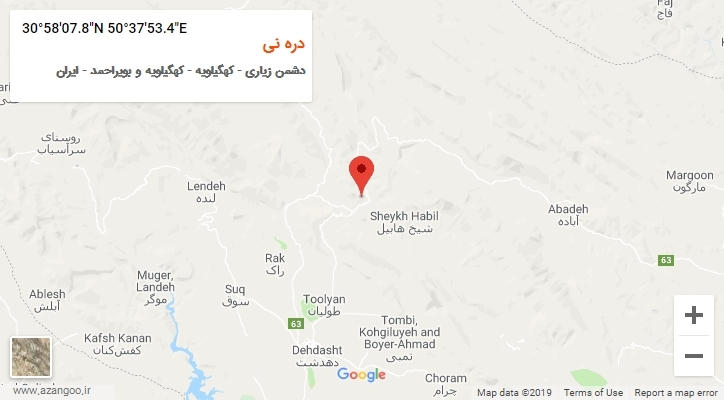 روستای دره نی بر روی نقشه