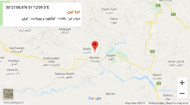 روستای دره نین بر روی نقشه