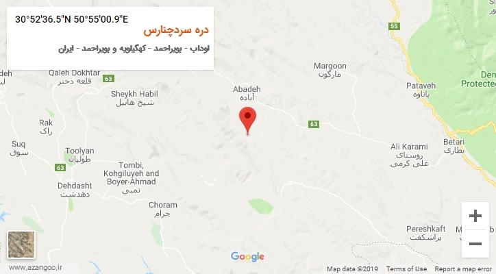 روستای دره سردچنارس بر روی نقشه