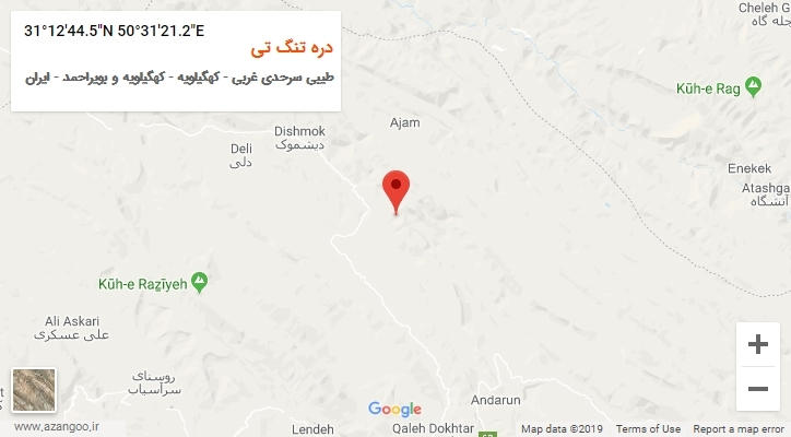 روستای دره تنگ تی بر روی نقشه