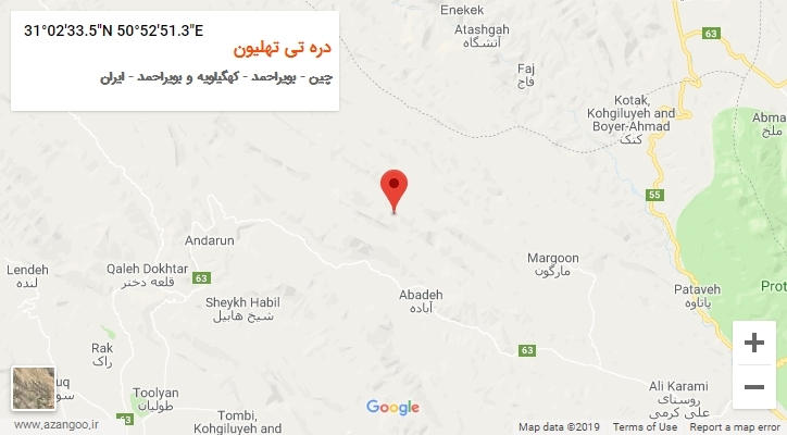روستای دره تی تهلیون بر روی نقشه