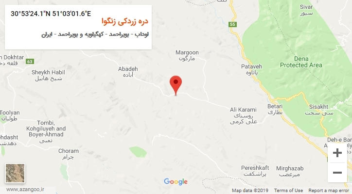 روستای دره زردکی زنگوا بر روی نقشه