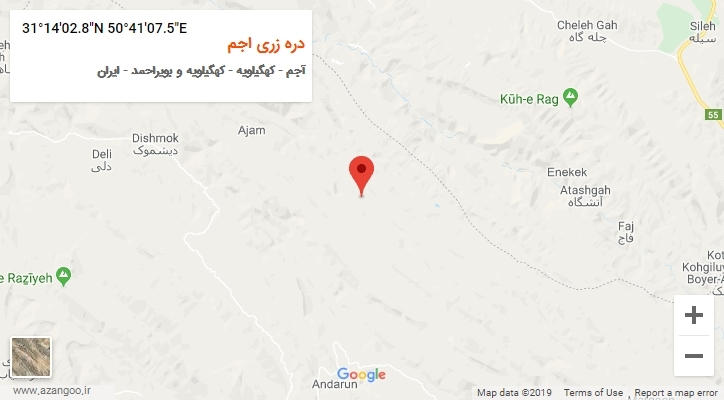 روستای دره زری اجم بر روی نقشه