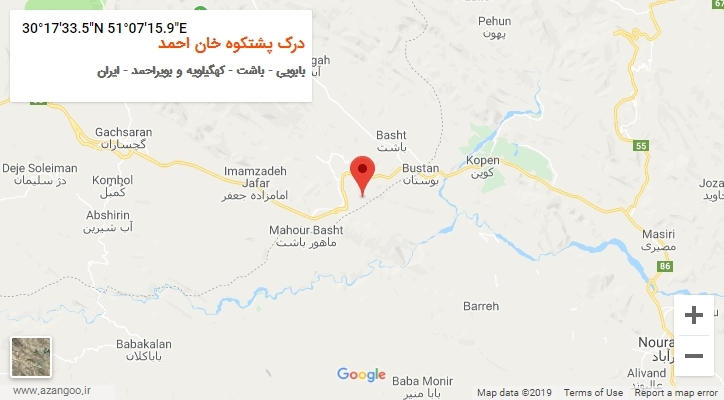 روستای درک پشتکوه خان احمد بر روی نقشه