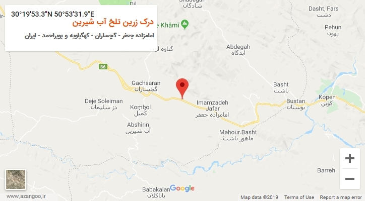 روستای درک زرین تلخ آب شیرین بر روی نقشه