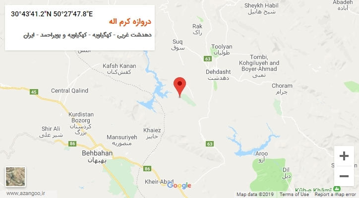روستای دروازه کرم اله بر روی نقشه