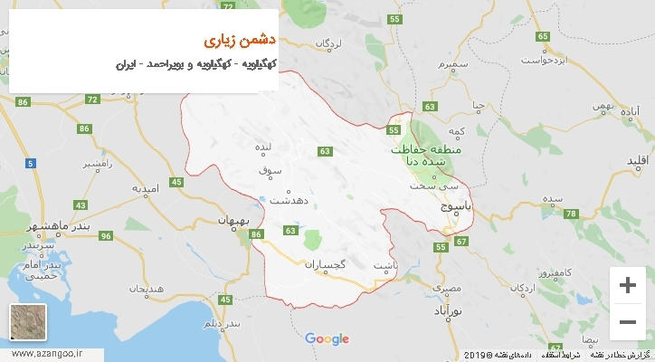 دهستان دشمن زیاری بر روی نقشه