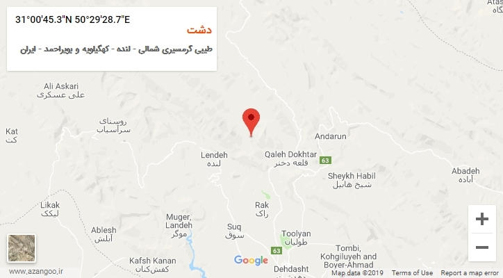 روستای دشت بر روی نقشه