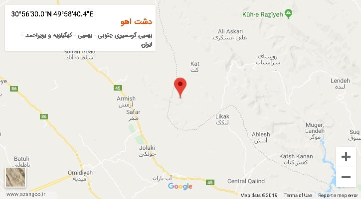 روستای دشت اهو بر روی نقشه