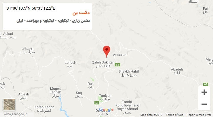 روستای دشت بن بر روی نقشه