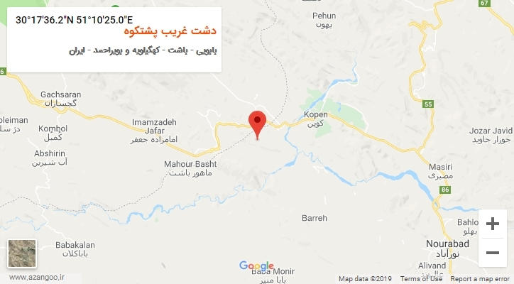 روستای دشت غریب پشتکوه بر روی نقشه